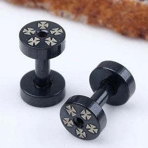 Stainless Steel Black Ear Plugs/Guages With Independent Logo Crosses 2G 6G 12G